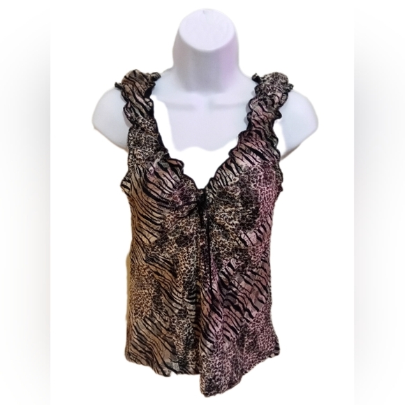 Chic Leopard Print Ruffle Tank Top - Picture 1 of 6